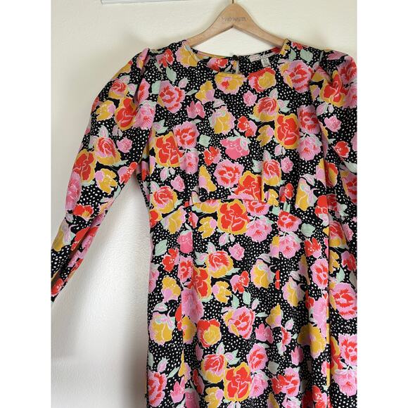 Topshop Floral Long sleeve open back dress Slit front Empire Waist Size US 6 - Picture 3 of 11